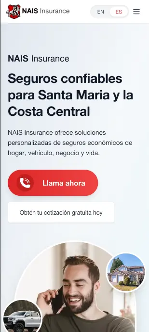 Screenshot of NAIS Insurance website